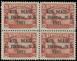 1921, black overprint ''Air Mail to Halifax...'' on Iceberg 35c red, ...