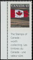 1994, Flag over Prairie, 43c multicolored, booklet stamp, left margin ...