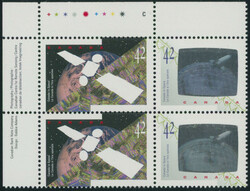 1992, Canada in Space, 42c x2 multicolored, top left corner sheet ...