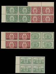 SELECTION OF MULTIPLES: 1927-46, 11 blocks of four with premium ...