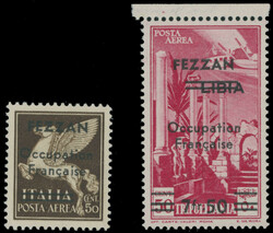 1943, black overprint ''FEZZAN. Ocupation Française'' on Italian air ...