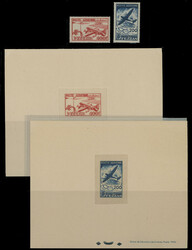 1948, Airplanes, 100fr red and 200fr deep blue, perforated complete ...