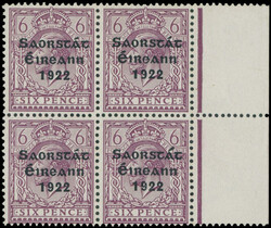 1922-23, Thom blue black overprint on 6p dull violet, right sheet ...