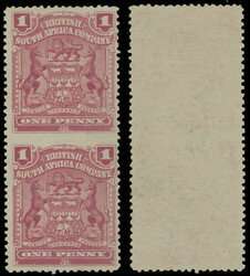 1898-1908, Arms, 1d rose, perforation 15, vertical pair imperforate ...