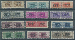 1947-48, Italian Parcel Post stamps, two-line black overprint ''A.M.G ...