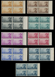 1941, Hitler and Mussolini, complete set of nine, right sheet margin ...