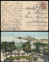 SHIP MAIL: 1910, postcard (view of Odessa Port) mailed from the board ...
