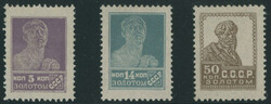 1924-25, definitive issue, 5k lilac, 14k slate blue and 50k brown, ...