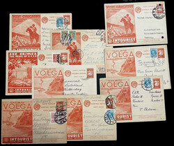 ADVERTISING POSTCARDS COLLECTION: 1931, nine used postcards Intourist ...