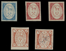 ARDATOV - COAT OF ARMS ISSUES: 1880, 3k blue, two of 5k carmine ...