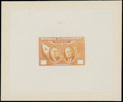 1947, Manuel L. Quezon and Franklin D. Roosevelt, large die proof in ...