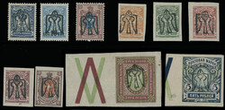 ODESSA: 1918, inverted black overprints (type 8) on perforated 10k, ...