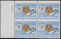 1985, Winter Special Olympics, 22c multicolored, top left corner ...