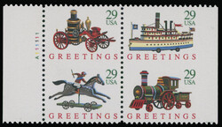 1992, Christmas Toys, proof se-tenant booklet pane of four 29c stamps ...
