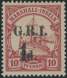 SURCHARGES ON STAMPS OF MARSHALL ISLANDS: 1915, large 1(d) surcharge ...