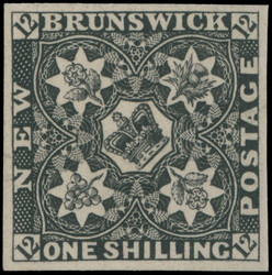 1851, Pence issue, Heraldic Flowers, plate proof of 1s in black, ...