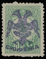 1913, violet handstamped double-headed eagle on 10pa bluish green, ...