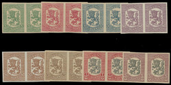 1918, Vasa issue, Coat of Arms, 5p-5m, imperforate complete set of ...