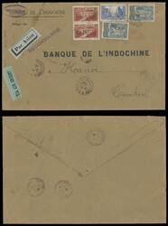 1932, Port du Gard 20fr red brown, vertical pair of type I and three ...