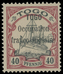 1914, black overprint ''TOGO. Occupation franco- anglaise'' on 40pf ...