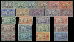 1925-38, Native Idols, 5c-5fr, Beach View, 5c-10fr, two complete sets ...