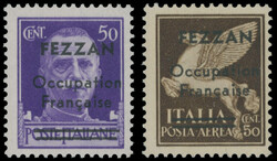 1943, black overprint ''FEZZAN. Occupation Francaise'' on 50c violet ...