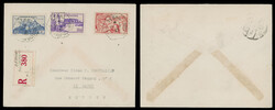 1947, registered cover addressed to Egypt, franked by three ...