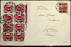 1922, Mi. 31, 74, 76, 95 (8) auf Brief von "Danzig-15.10.22" nach ...