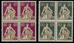 1908-15, 40 und 80 Rp. Sitzende Helvetia, je VB, SBK 500 ...