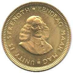 SÜDAFRIKA: 1967, 1 Rand Gold, Jan van Riebeeck, rs. Springbock, 3 ...