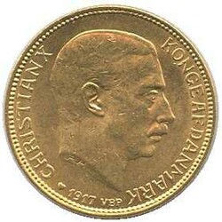 1917, 20 Kroner Gold, Christian X., Erh. vz, 8,96 gr. 900er Gold