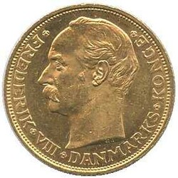 1908, 20 Kroner Gold, Frederik VIII, Erh. vz, 8,96 gr. 900er Gold