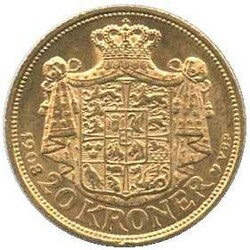 1908, 20 Kroner Gold, Frederik VIII, Erh. vz, 8,96 gr. 900er Gold