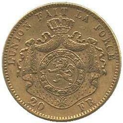 1874, 20 Fr. Gold, Leopold II, Erh. vz, 6,39 gr. 900er ...