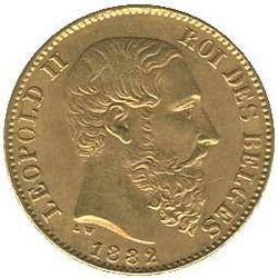 1882, 20 Fr. Gold, Leopold II, Erh. vz, 6,39 gr. 900er ...