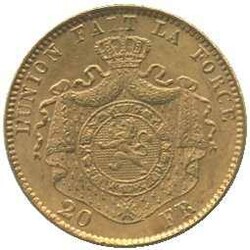 1882, 20 Fr. Gold, Leopold II, Erh. vz, 6,39 gr. 900er ...