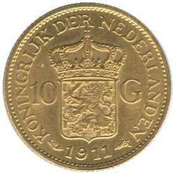 1911, 10 Gulden Gold, Wilhelmina, Erh. vz, 6,72 gr. 900er Gold
