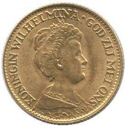 1917, 10 Gulden Gold, Wilhelmina, Erh. vz, 6,72 gr. 900er Gold