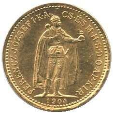 1904, 10 Korona Gold, Standbild Franz Josef, Erh. vz, 3,387 gr. 900er ...