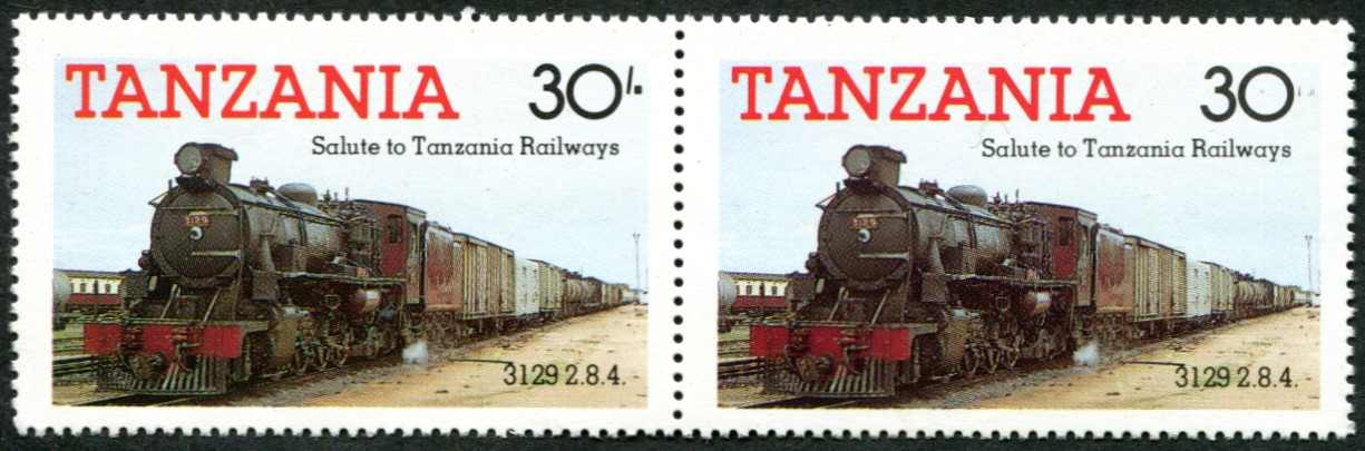 1985, Lokomotive Nr. 3129 2.8.4 30 Sh. Kab.-Paar, ABART: 30/_ ohne ...