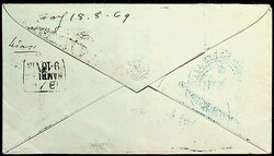 1869, QV 6d violett Pl. 8 (BA) als EF a. Kab.-Bf. n. Hamburg m. ...
