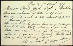1.4.1879, 15 C blau a. hellblau Allegorie, GA-Postkarte von "PARIS / ...