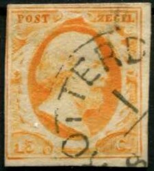 1852, König Willem, FARBEN-Lot der klassische ungezähnte Ausgabe 5 ...