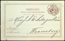 1883, Sex Öre blasslila Kab.-GA-Postkarte-Frageteil m. selt. ...