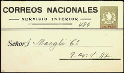 1927, UN PESO a. 2.50 P Quetzal (Vogel) Kab.-Ah.-GA-Umschlag m. schw. ...