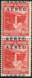 1953, Flp.-AH-Ausg. 10 C. Tequendama-Fälle m. blauen Aufdruck ...