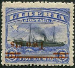 1916, 2 C. a. 5 C. Küstendampfer, Kab.-Stück, ABART: Aufdruck ...