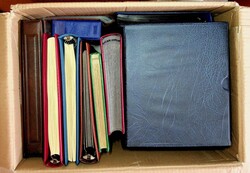 Umzugskarton voll mit Ringbindern und Steckalben