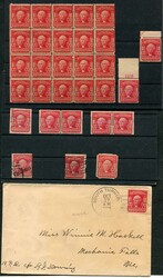 1903, 2 C. Freimarke, Lot mit 20er-Bogenteil, 1 Marke mit oberen ...
