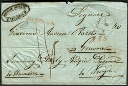 "TAGANROG", großer Zier-K2, klar, rs. auf Faltbrief 1846 nach ...